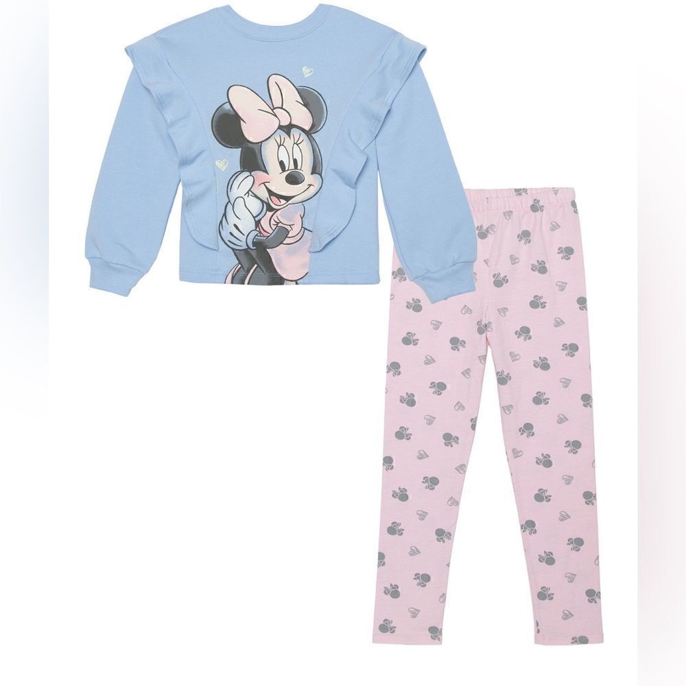 Disney Little Girls Long Sleeve Minnie Mouse‎ Top and Leggings Set, 2P